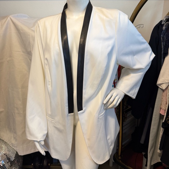 Torrid Ivory Jacket with Black Faux Leather Trim Accents (4) - Picture 3 of 14